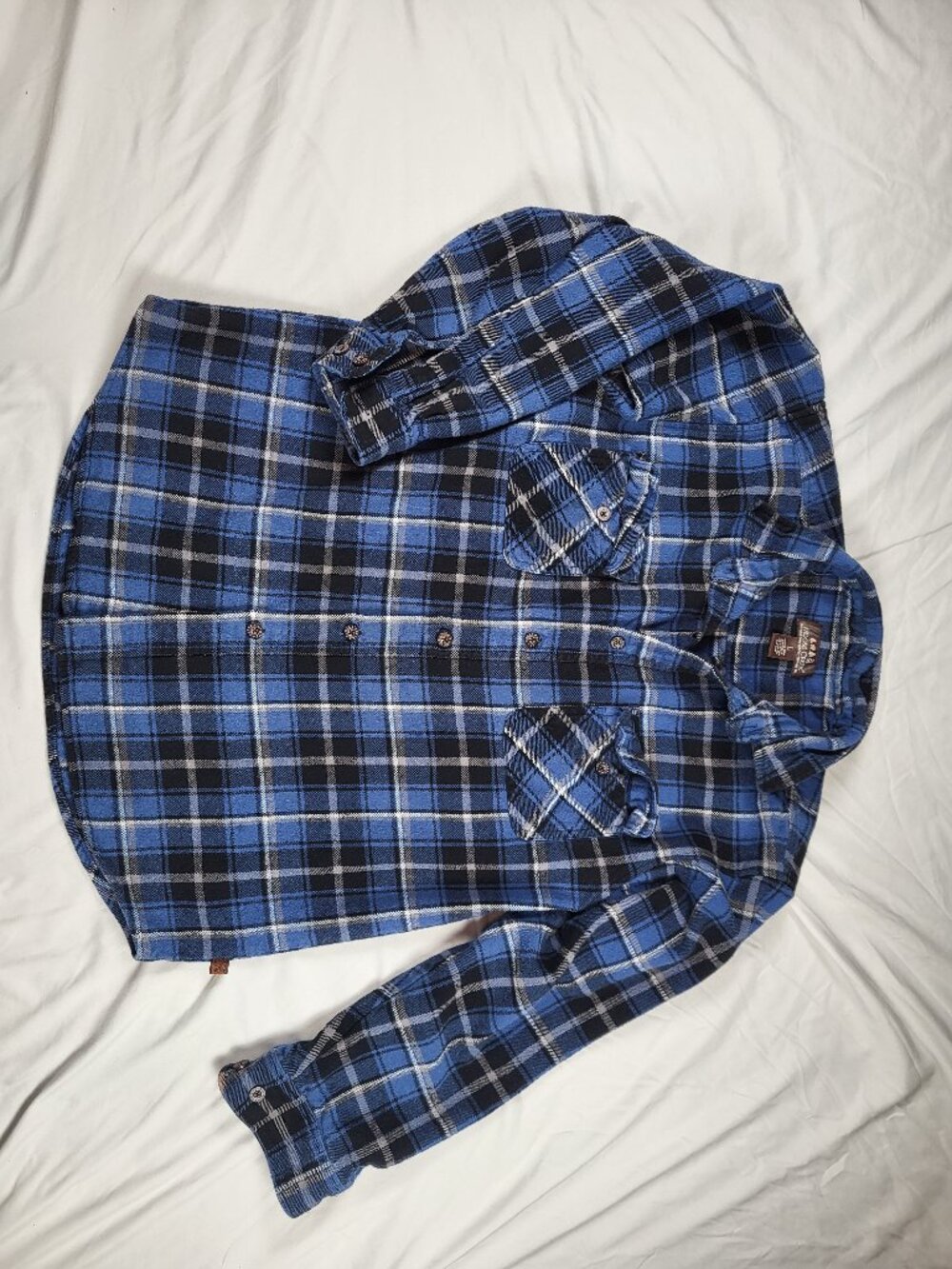 Moose Creek Shirt Men's Large Heavy Flannel Blue Button Down Outdoor Pockets